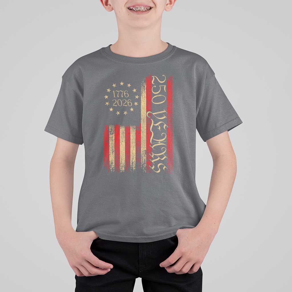 250 Years America Flag T Shirt For Kid 250th Anniversary USA - Wonder Print Shop