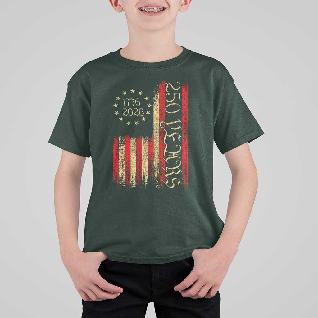 250 Years America Flag T Shirt For Kid 250th Anniversary USA - Wonder Print Shop