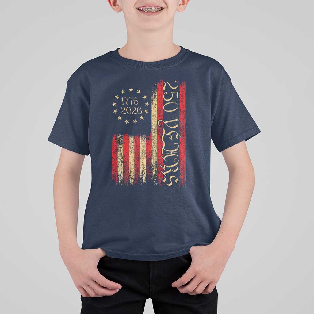250 Years America Flag T Shirt For Kid 250th Anniversary USA - Wonder Print Shop