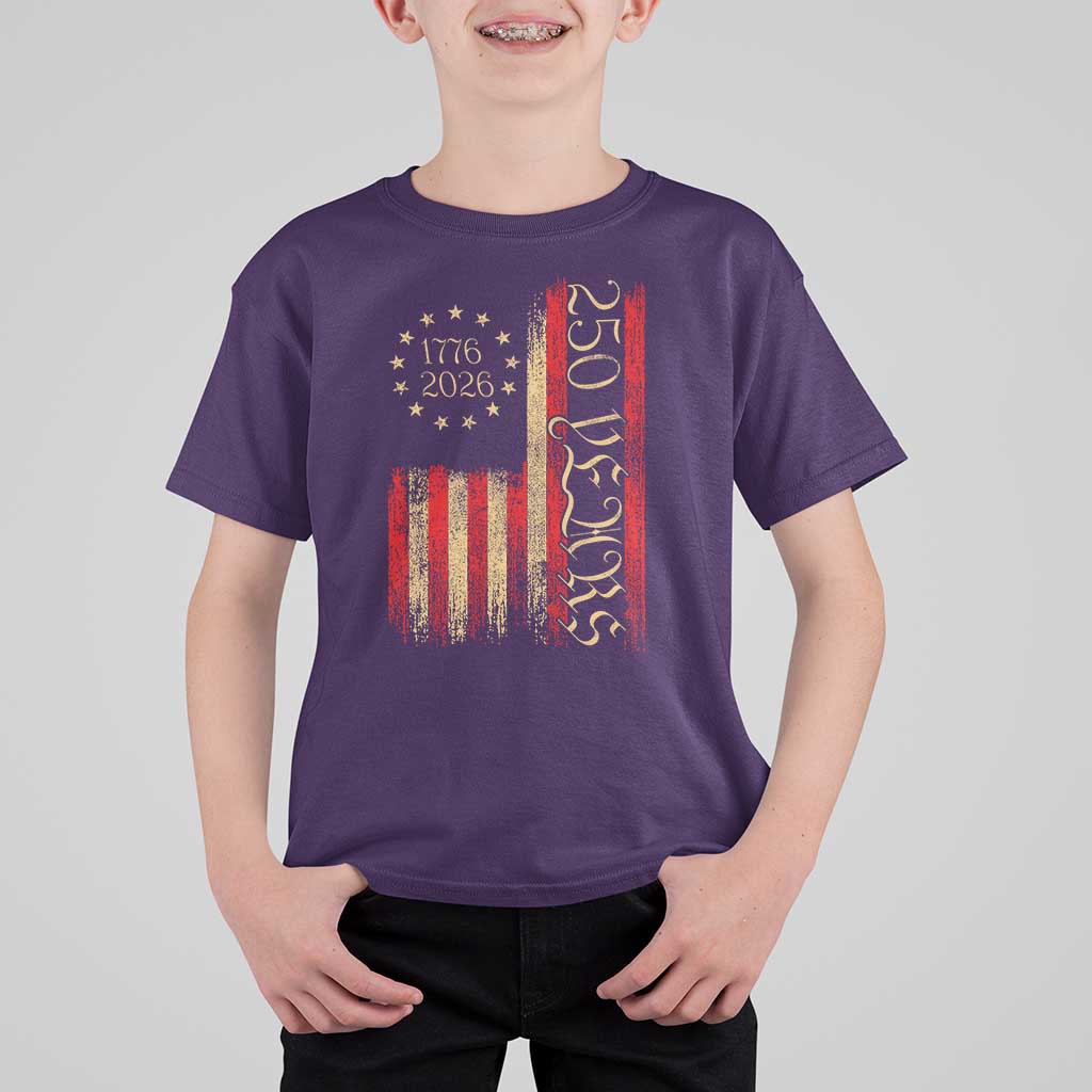 250 Years America Flag T Shirt For Kid 250th Anniversary USA - Wonder Print Shop