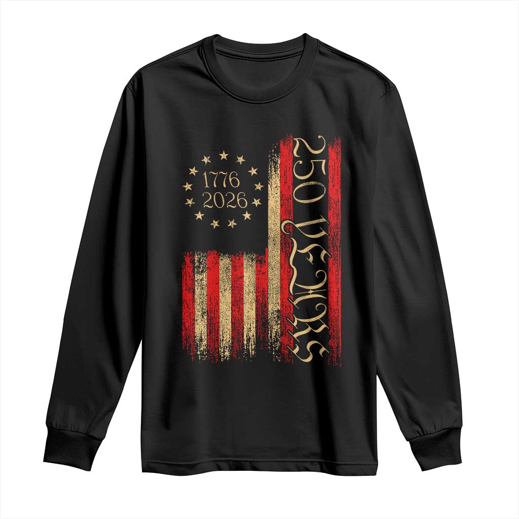 250 Years America Flag Long Sleeve Shirt 250th Anniversary USA - Wonder Print Shop