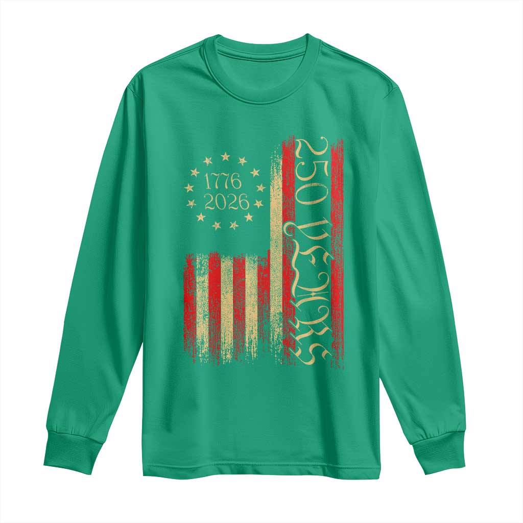 250 Years America Flag Long Sleeve Shirt 250th Anniversary USA - Wonder Print Shop