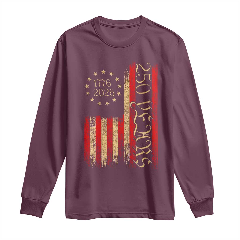 250 Years America Flag Long Sleeve Shirt 250th Anniversary USA - Wonder Print Shop