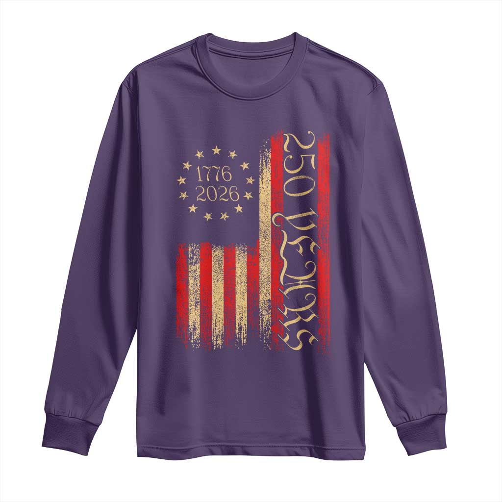 250 Years America Flag Long Sleeve Shirt 250th Anniversary USA - Wonder Print Shop
