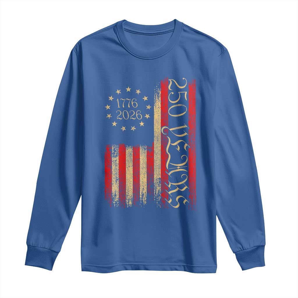250 Years America Flag Long Sleeve Shirt 250th Anniversary USA - Wonder Print Shop