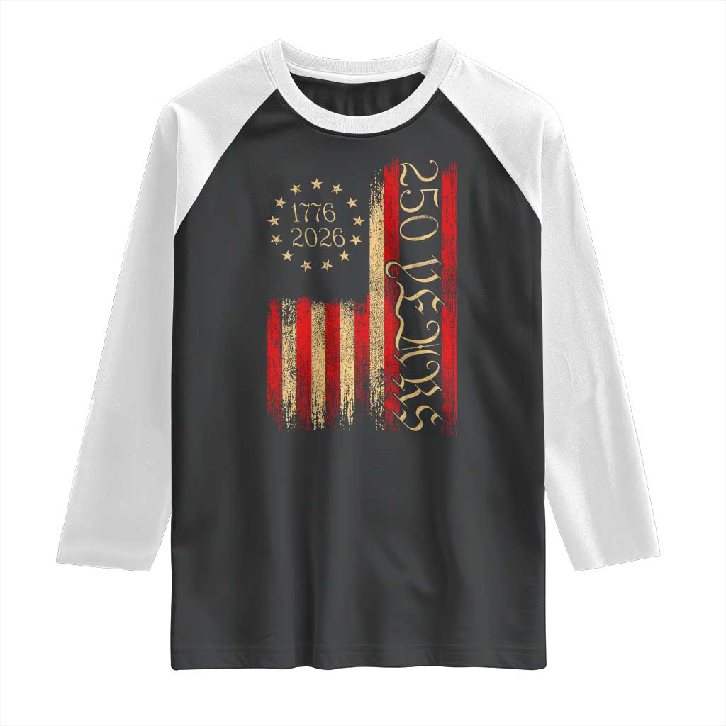250 Years America Flag Raglan Shirt 250th Anniversary USA - Wonder Print Shop