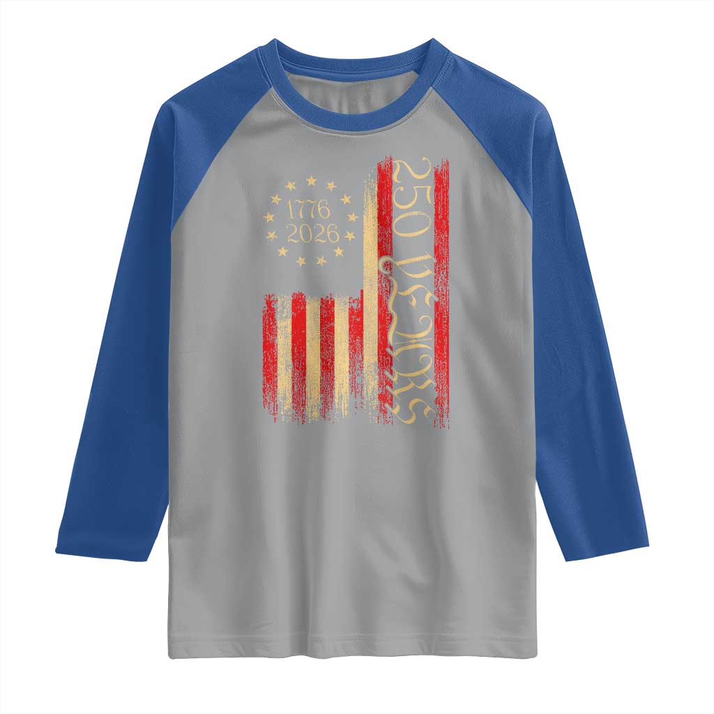 250 Years America Flag Raglan Shirt 250th Anniversary USA - Wonder Print Shop