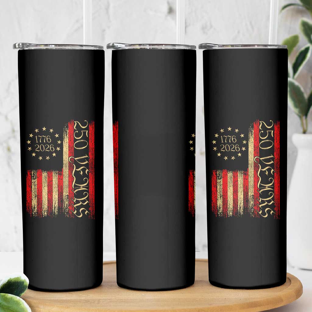 250 Years America Flag Skinny Tumbler 250th Anniversary USA - Wonder Print Shop