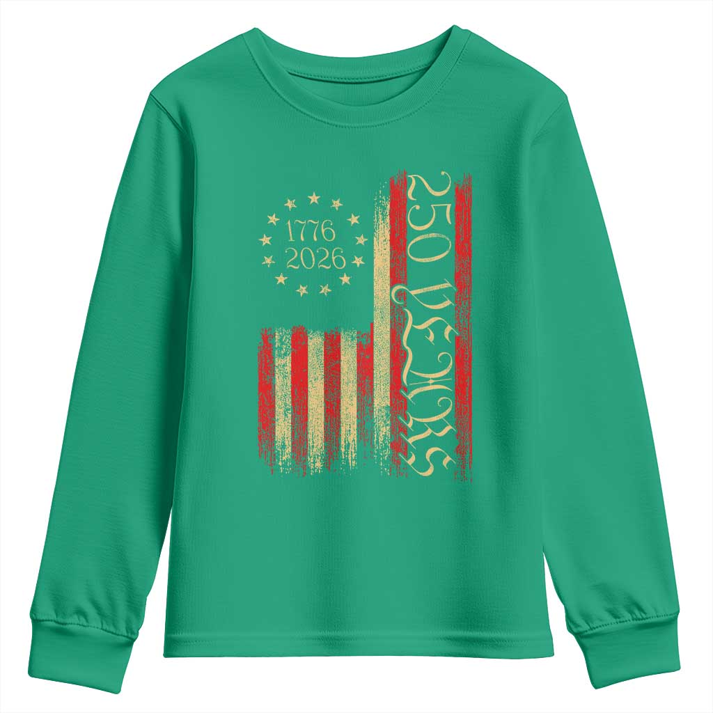 250 Years America Flag Youth Sweatshirt 250th Anniversary USA - Wonder Print Shop