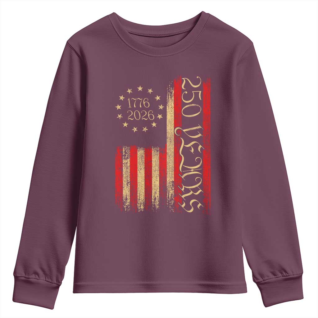 250 Years America Flag Youth Sweatshirt 250th Anniversary USA - Wonder Print Shop
