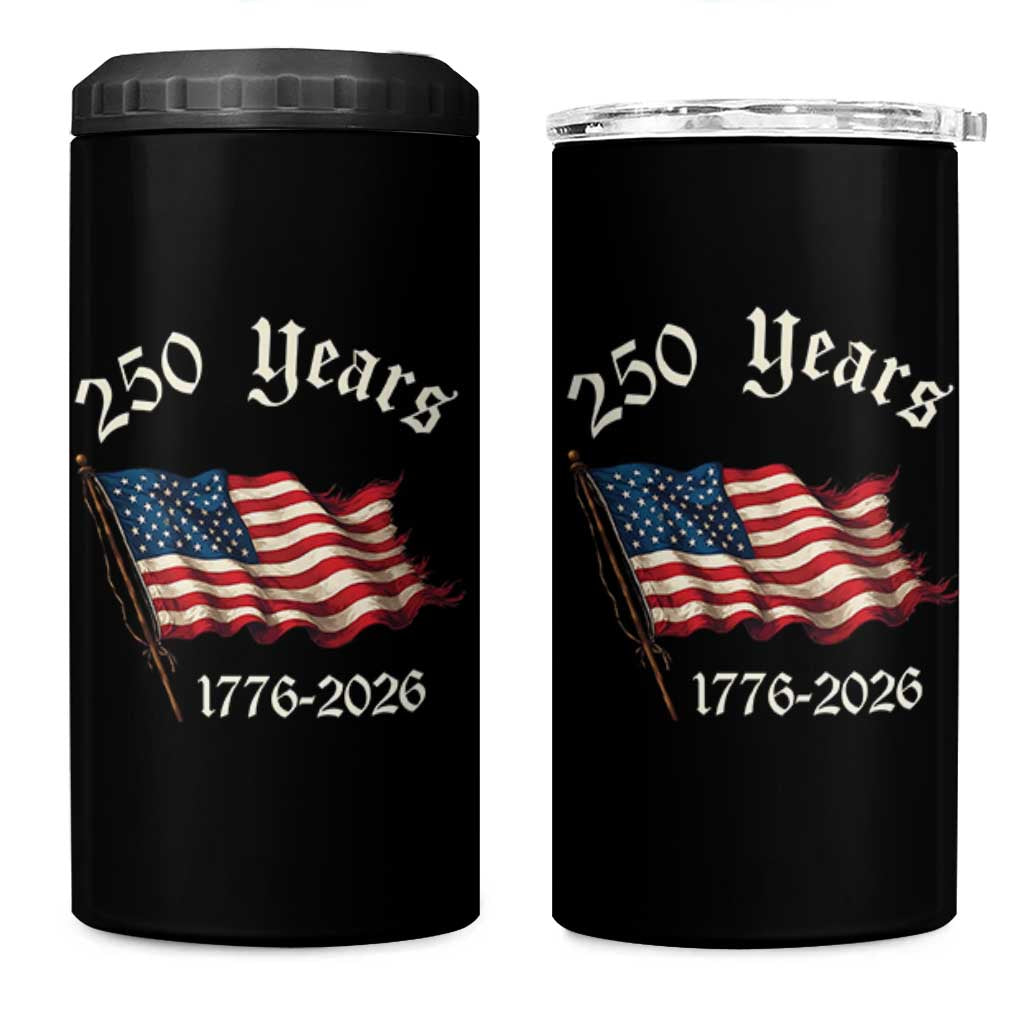 250 Years America Anniversary 4 in 1 Can Cooler Tumbler Retro 250th Independence Day Freedom USA Flag - Wonder Print Shop