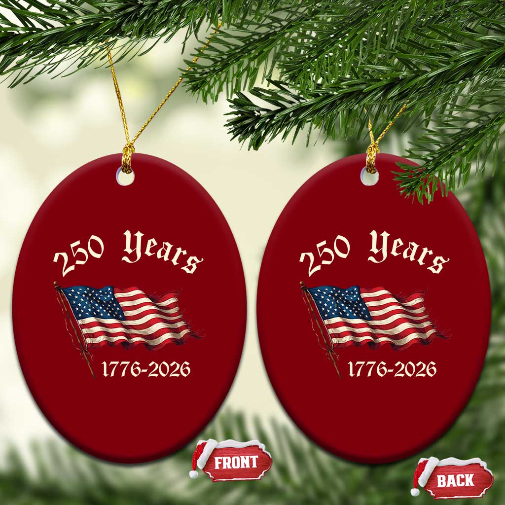 250 Years America Anniversary Ceramic Ornament Retro 250th Independence Day Freedom USA Flag - Wonder Print Shop