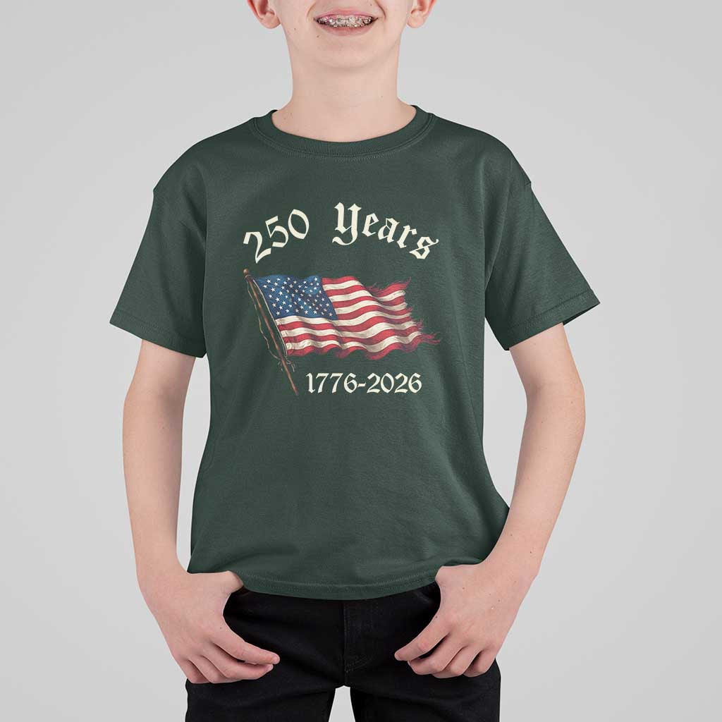 250 Years America Anniversary T Shirt For Kid Retro 250th Independence Day Freedom USA Flag - Wonder Print Shop