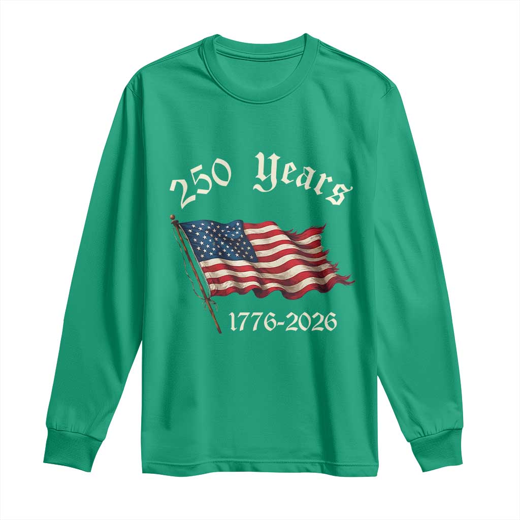 250 Years America Anniversary Long Sleeve Shirt Retro 250th Independence Day Freedom USA Flag - Wonder Print Shop