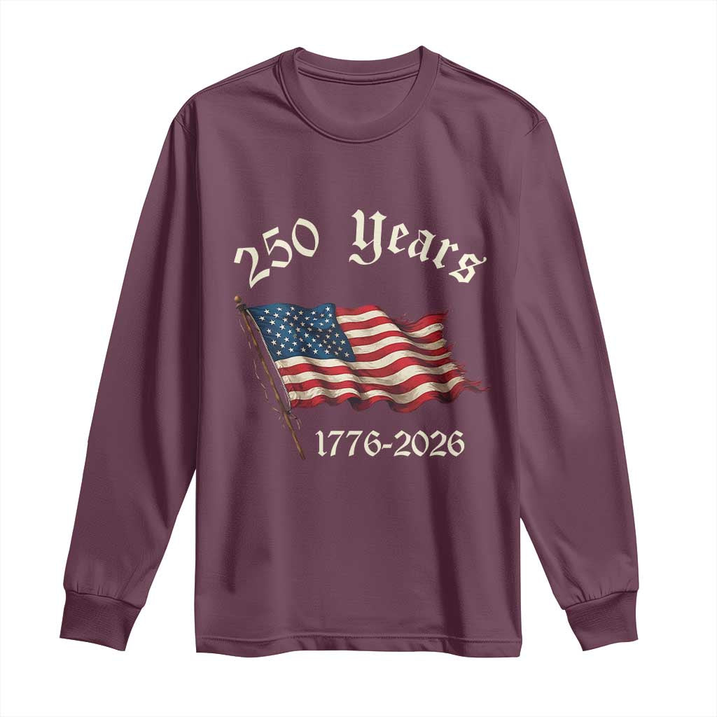 250 Years America Anniversary Long Sleeve Shirt Retro 250th Independence Day Freedom USA Flag - Wonder Print Shop