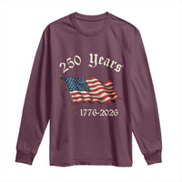 250 Years America Anniversary Long Sleeve Shirt Retro 250th Independence Day Freedom USA Flag - Wonder Print Shop