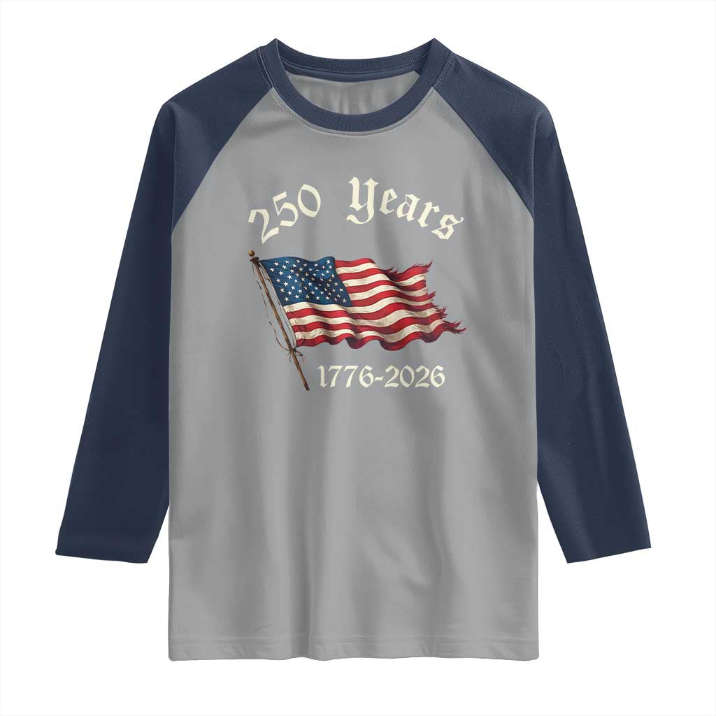 250 Years America Anniversary Raglan Shirt Retro 250th Independence Day Freedom USA Flag - Wonder Print Shop