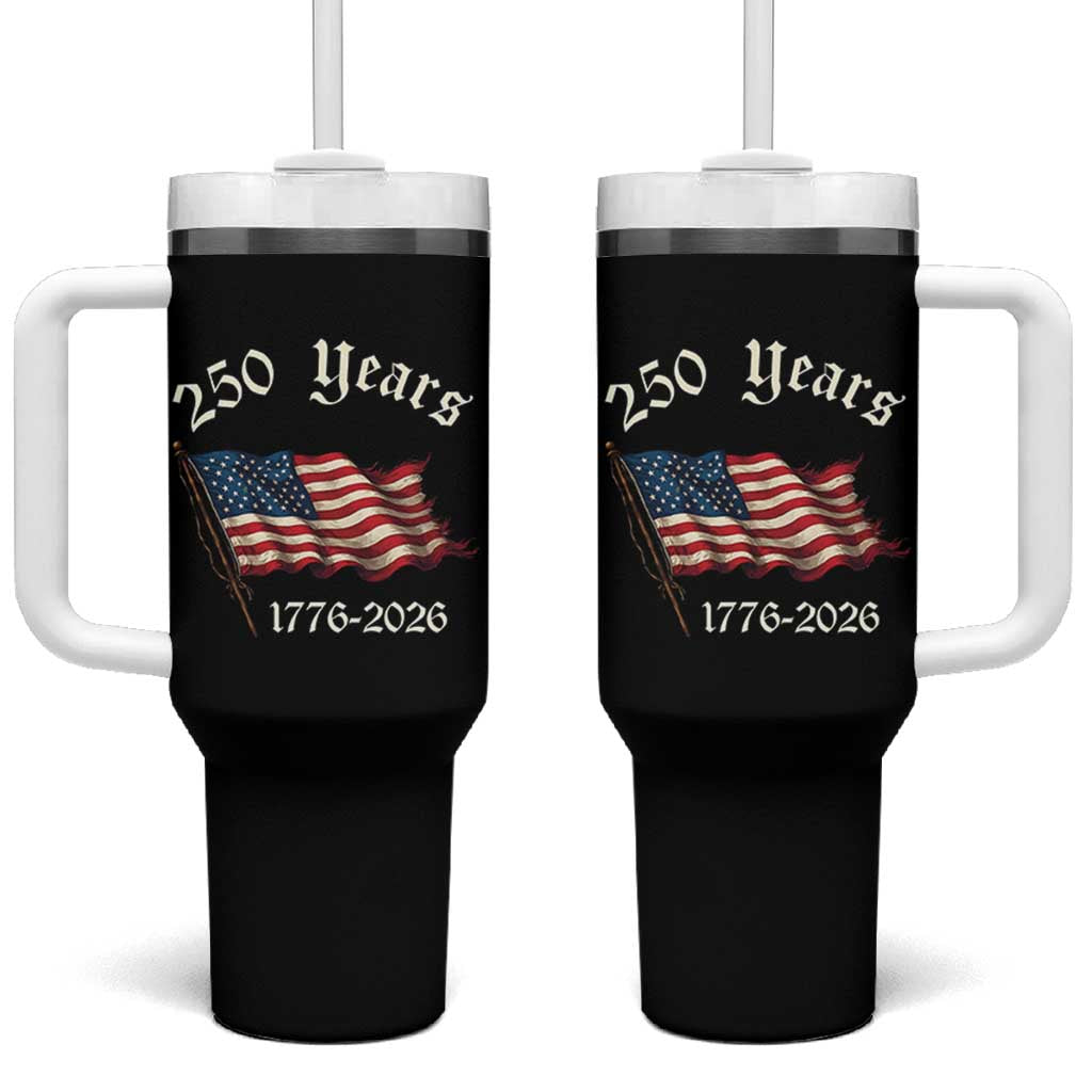 250 Years America Anniversary Tumbler With Handle Retro 250th Independence Day Freedom USA Flag - Wonder Print Shop