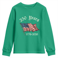 250 Years America Anniversary Youth Sweatshirt Retro 250th Independence Day Freedom USA Flag - Wonder Print Shop