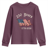 250 Years America Anniversary Youth Sweatshirt Retro 250th Independence Day Freedom USA Flag - Wonder Print Shop