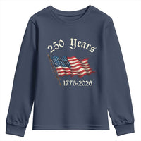 250 Years America Anniversary Youth Sweatshirt Retro 250th Independence Day Freedom USA Flag - Wonder Print Shop