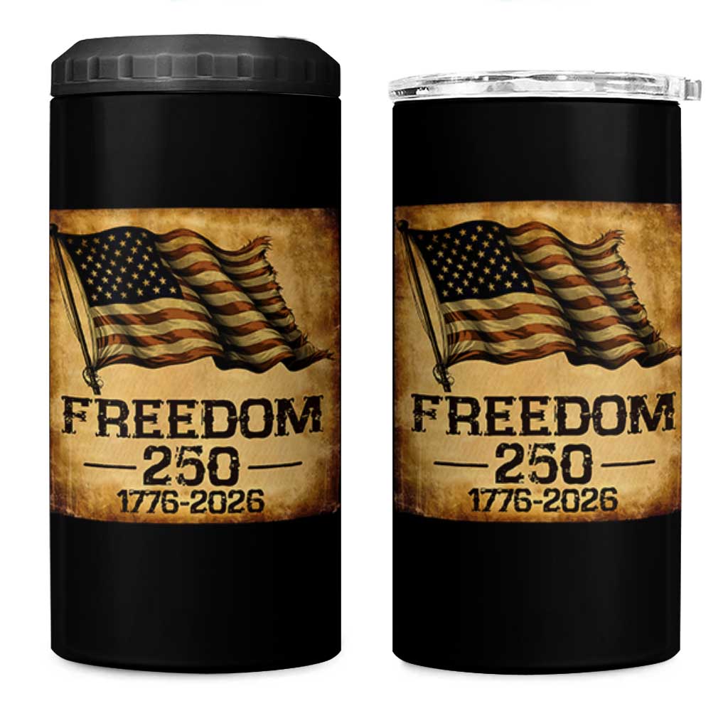 Freedom 250 Years America 4 in 1 Can Cooler Tumbler Retro Vintage 250th Anniversary USA - Wonder Print Shop