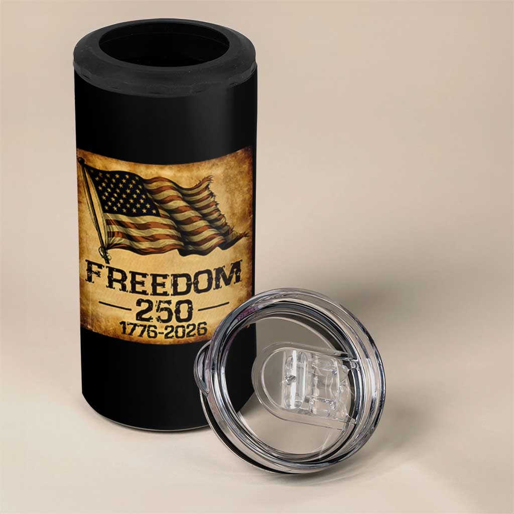 Freedom 250 Years America 4 in 1 Can Cooler Tumbler Retro Vintage 250th Anniversary USA - Wonder Print Shop