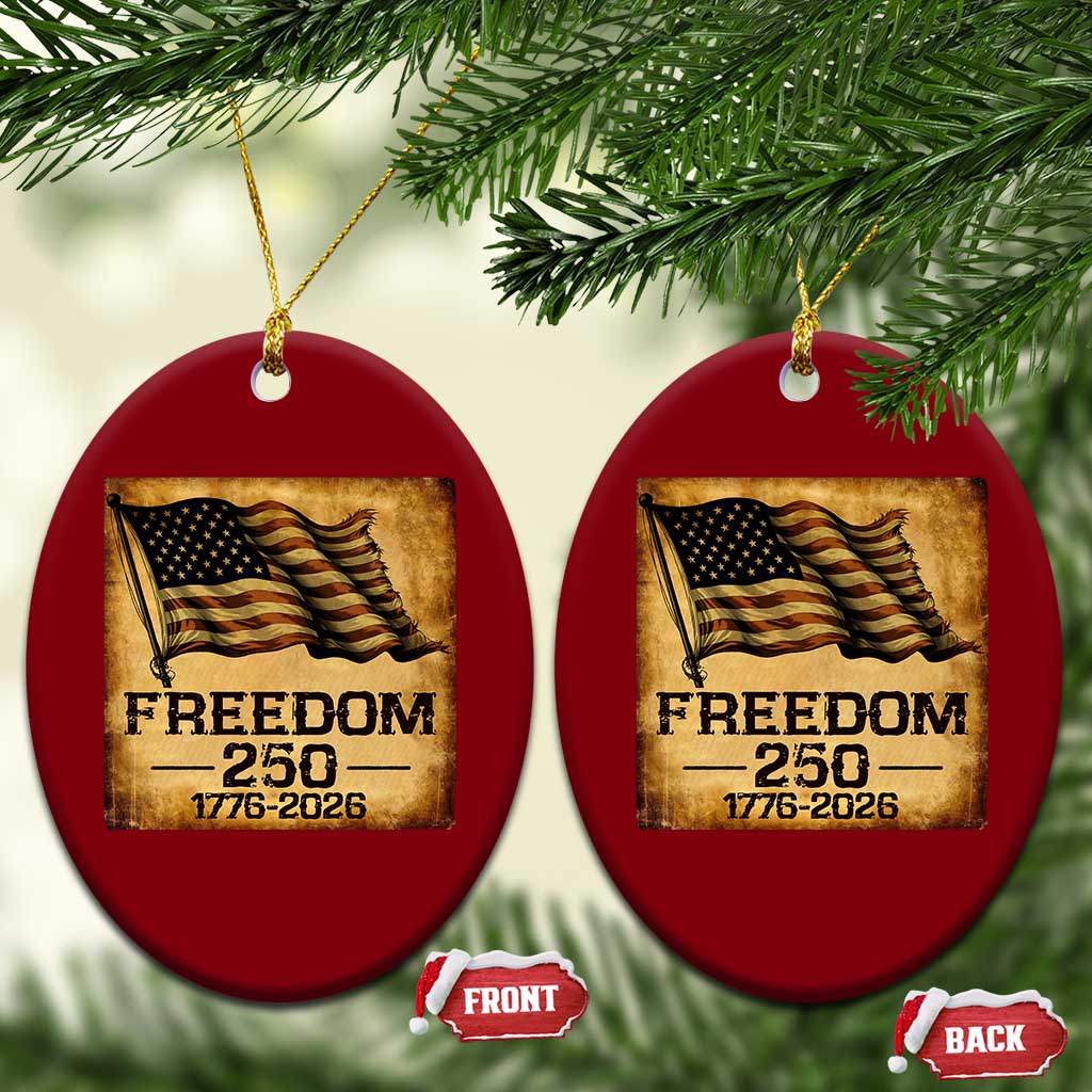 Freedom 250 Years America Ceramic Ornament Retro Vintage 250th Anniversary USA - Wonder Print Shop