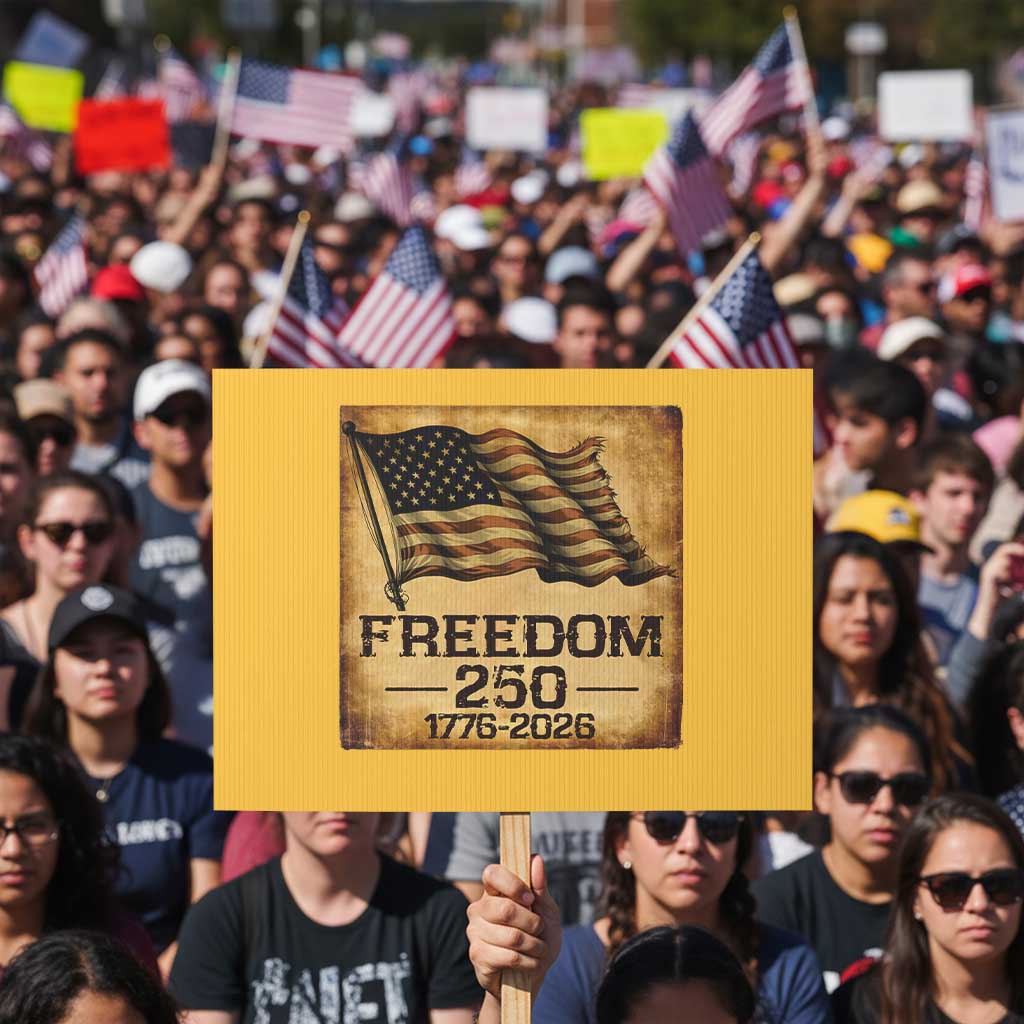 Freedom 250 Years America Protest Sign Retro Vintage 250th Anniversary USA - Wonder Print Shop