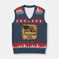 Freedom 250 Years America V-Neck Knit Sweater Vest Retro Vintage 250th Anniversary USA - Wonder Print Shop