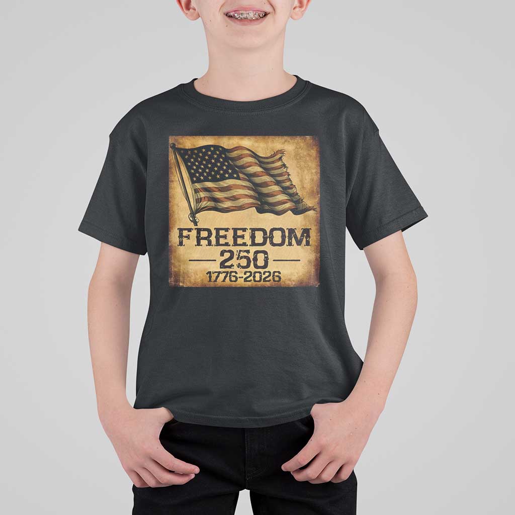 Freedom 250 Years America T Shirt For Kid Retro Vintage 250th Anniversary USA - Wonder Print Shop