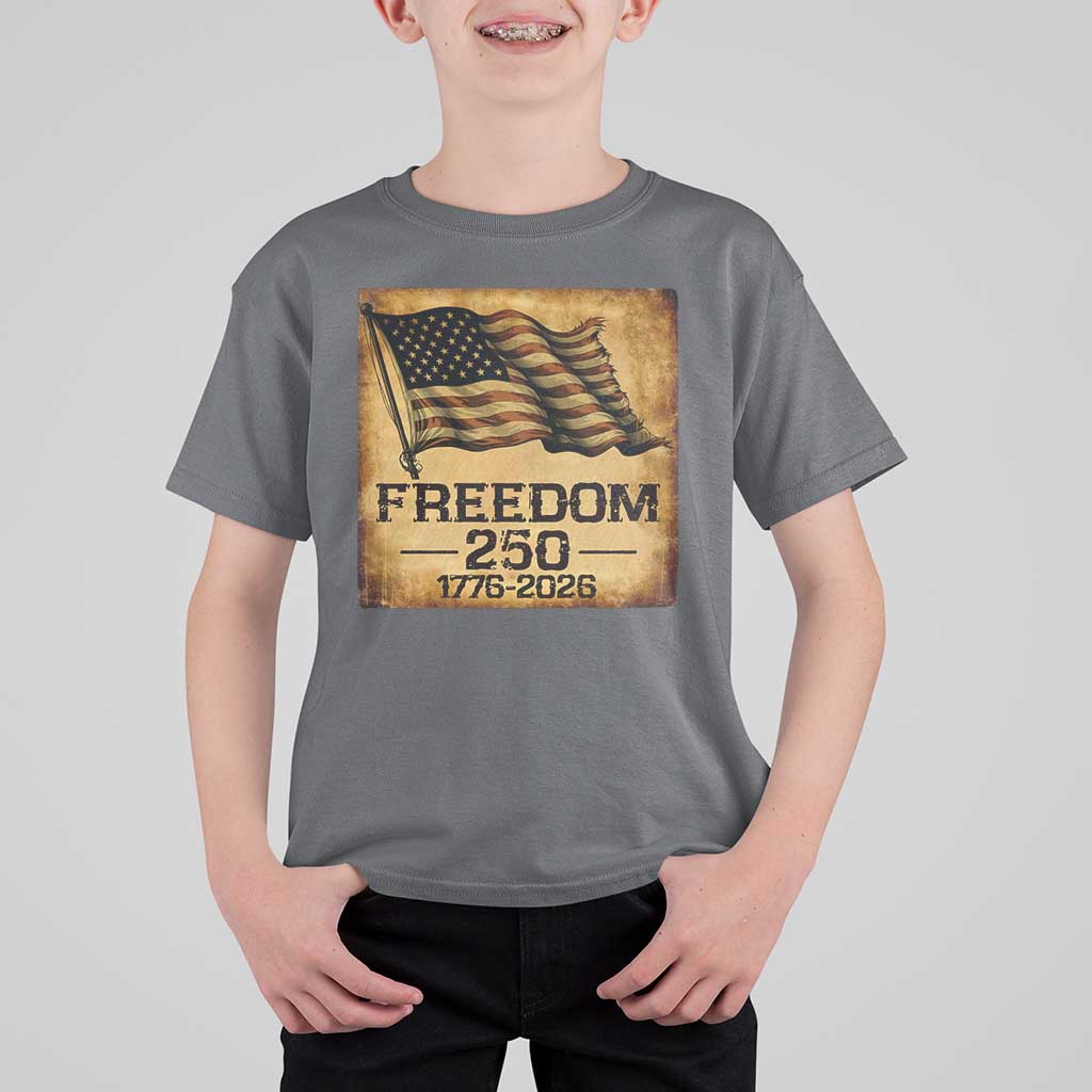 Freedom 250 Years America T Shirt For Kid Retro Vintage 250th Anniversary USA - Wonder Print Shop