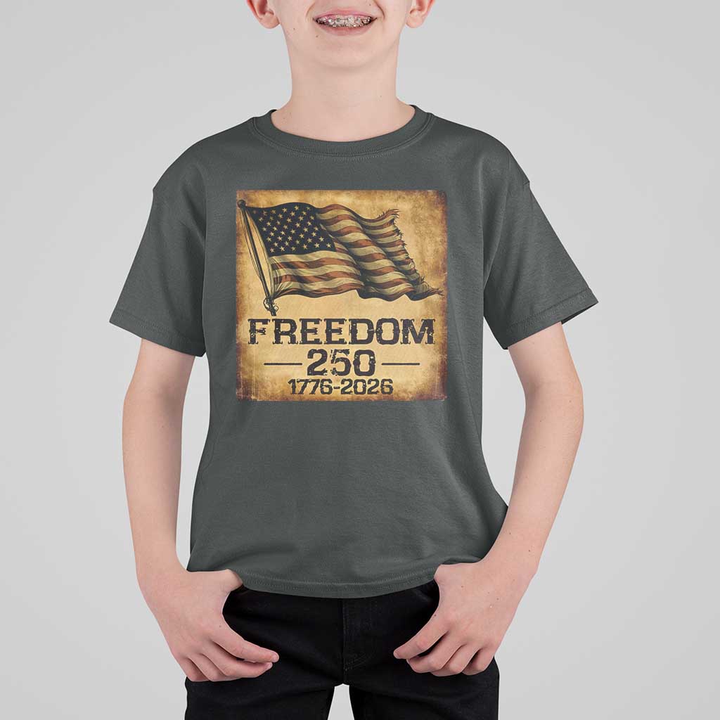 Freedom 250 Years America T Shirt For Kid Retro Vintage 250th Anniversary USA - Wonder Print Shop
