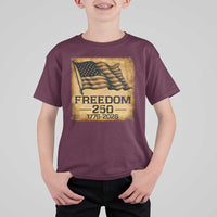 Freedom 250 Years America T Shirt For Kid Retro Vintage 250th Anniversary USA - Wonder Print Shop