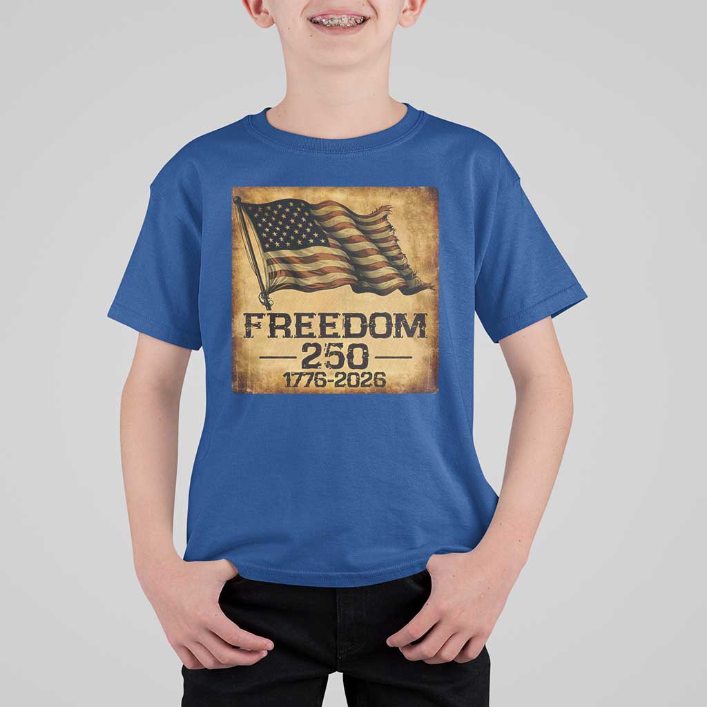 Freedom 250 Years America T Shirt For Kid Retro Vintage 250th Anniversary USA - Wonder Print Shop