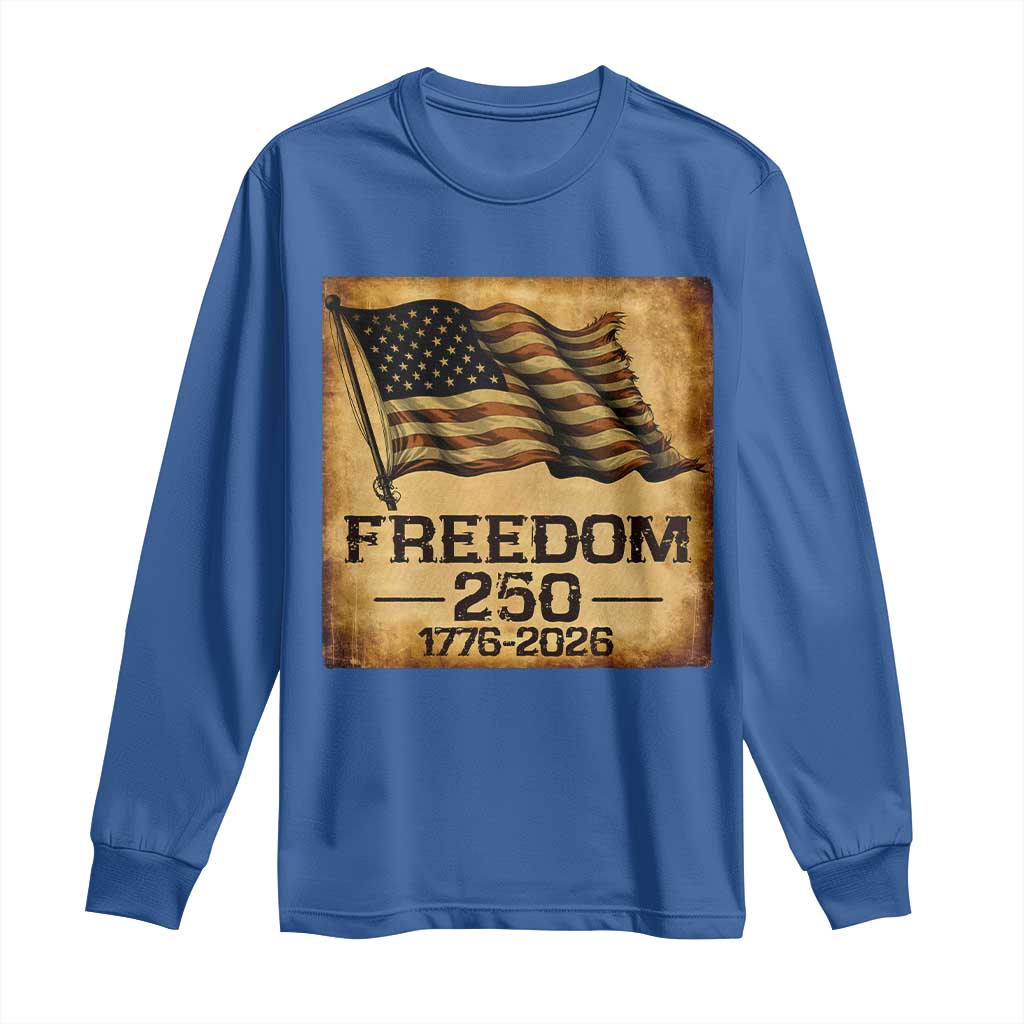 Freedom 250 Years America Long Sleeve Shirt Retro Vintage 250th Anniversary USA - Wonder Print Shop