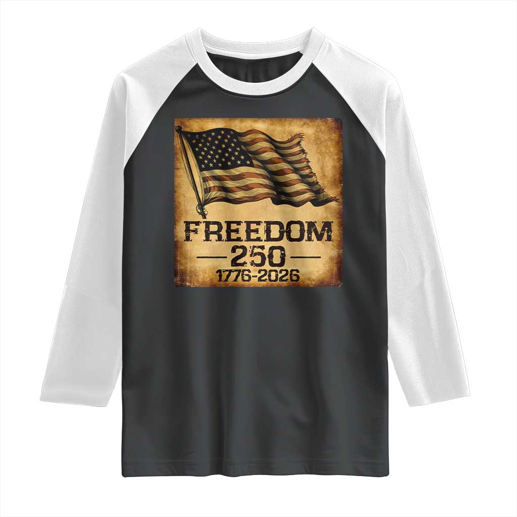 Freedom 250 Years America Raglan Shirt Retro Vintage 250th Anniversary USA - undefined