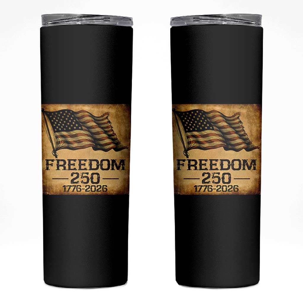 Freedom 250 Years America Skinny Tumbler Retro Vintage 250th Anniversary USA - Wonder Print Shop