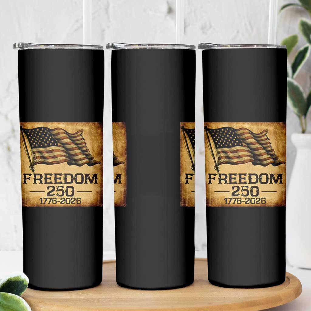 Freedom 250 Years America Skinny Tumbler Retro Vintage 250th Anniversary USA - Wonder Print Shop