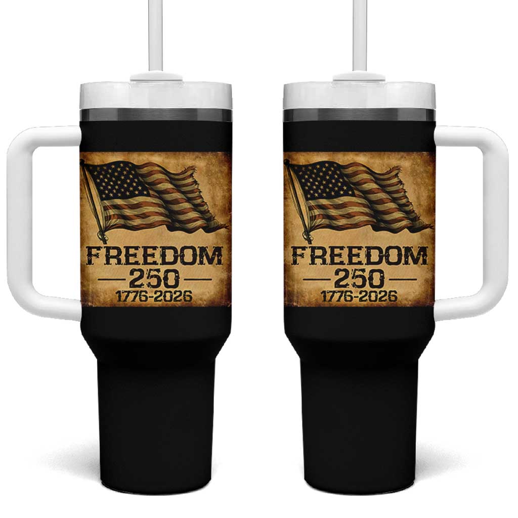 Freedom 250 Years America Tumbler With Handle Retro Vintage 250th Anniversary USA - Wonder Print Shop
