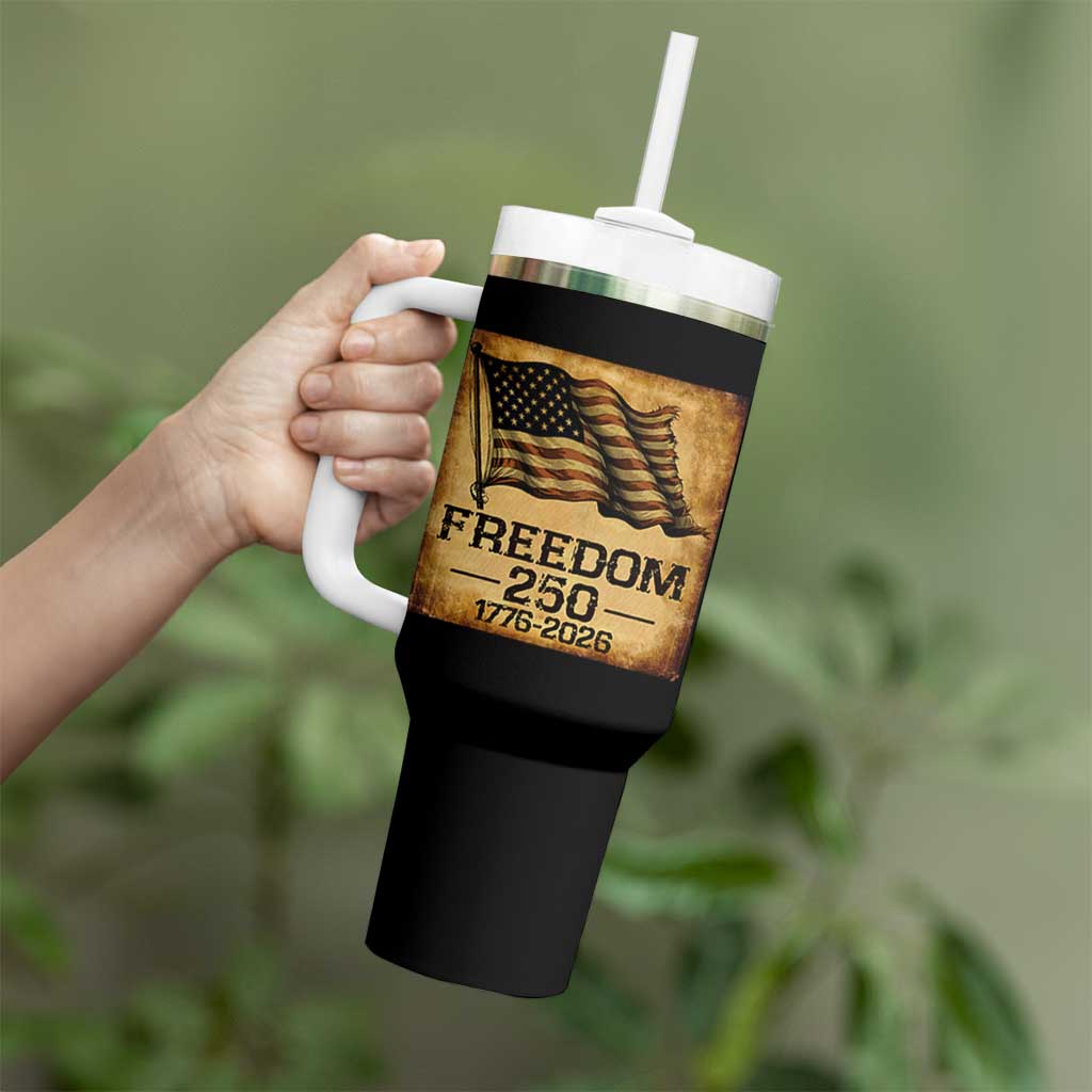 Freedom 250 Years America Tumbler With Handle Retro Vintage 250th Anniversary USA - Wonder Print Shop