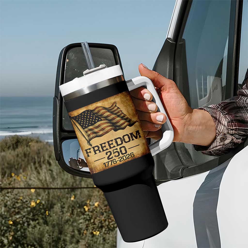 Freedom 250 Years America Tumbler With Handle Retro Vintage 250th Anniversary USA - Wonder Print Shop
