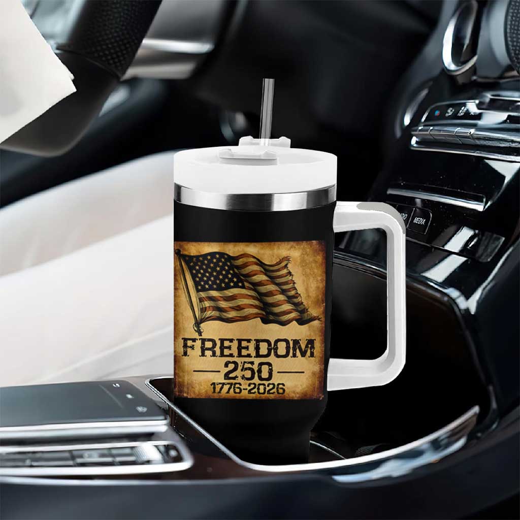 Freedom 250 Years America Tumbler With Handle Retro Vintage 250th Anniversary USA - Wonder Print Shop