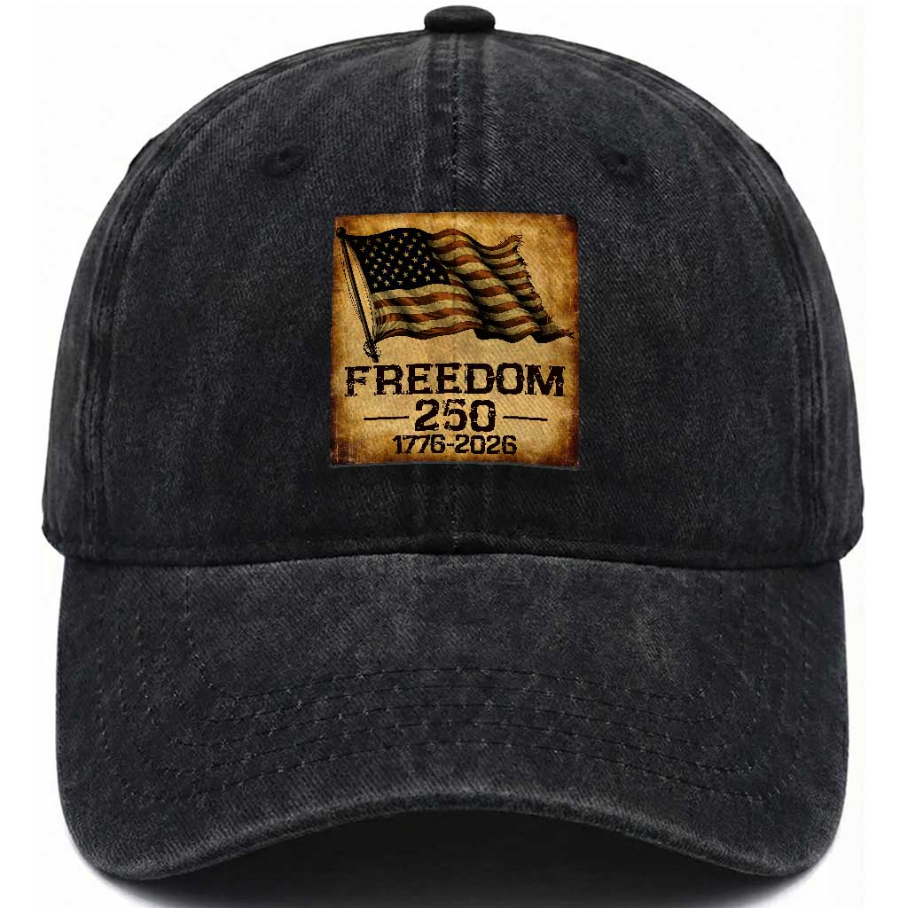 Freedom 250 Years America Washed Cotton Baseball Cap Retro Vintage 250th Anniversary USA