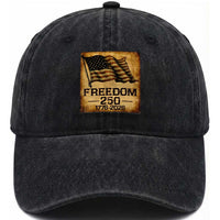 Freedom 250 Years America Washed Cotton Baseball Cap Retro Vintage 250th Anniversary USA