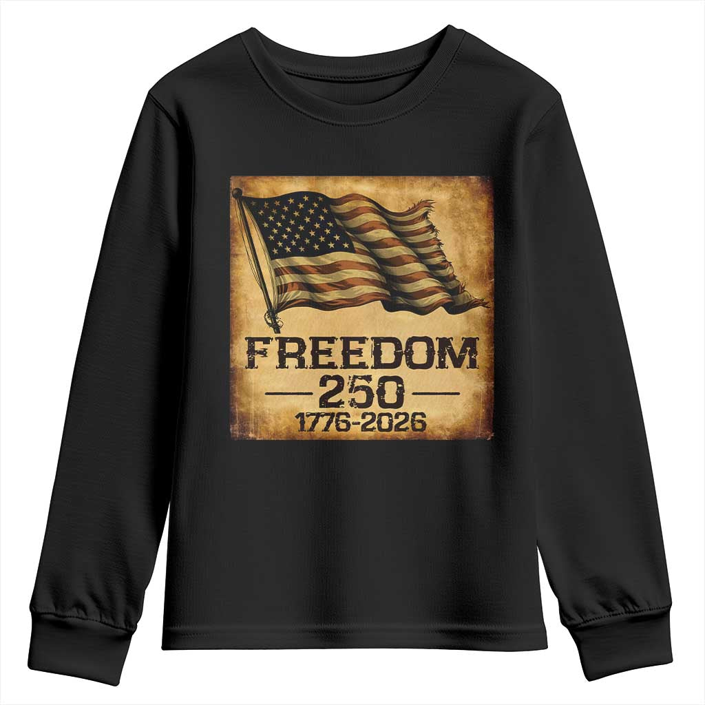 Freedom 250 Years America Youth Sweatshirt Retro Vintage 250th Anniversary USA - Wonder Print Shop