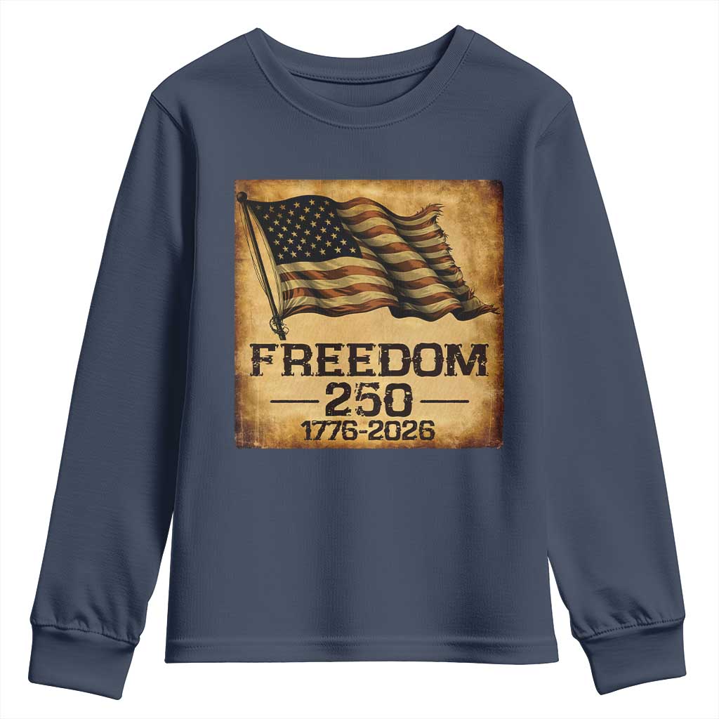 Freedom 250 Years America Youth Sweatshirt Retro Vintage 250th Anniversary USA - Wonder Print Shop