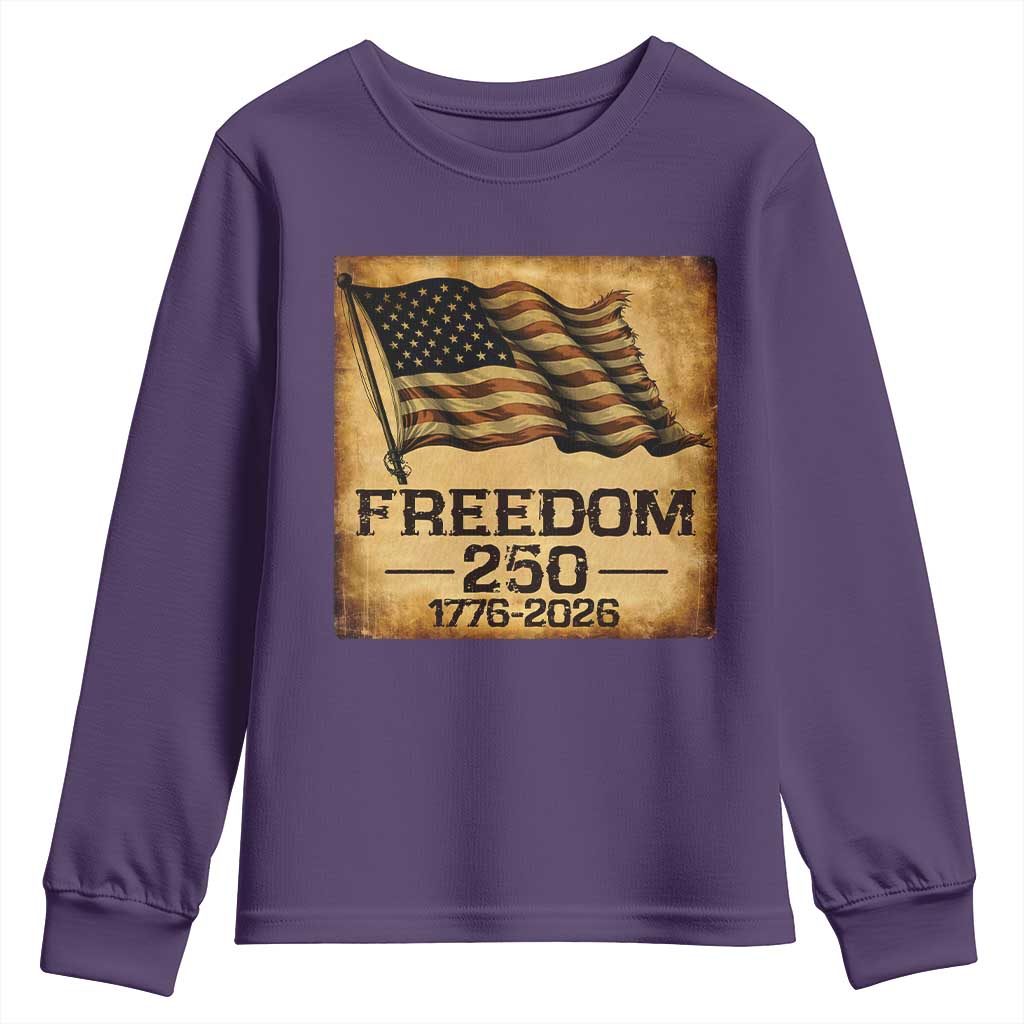Freedom 250 Years America Youth Sweatshirt Retro Vintage 250th Anniversary USA - Wonder Print Shop