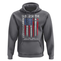 250th American Anniversary Hoodie 250 Years America USA Flag Fighter Jets Patriotic Veterans - Wonder Print Shop