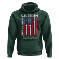 250th American Anniversary Hoodie 250 Years America USA Flag Fighter Jets Patriotic Veterans - Wonder Print Shop